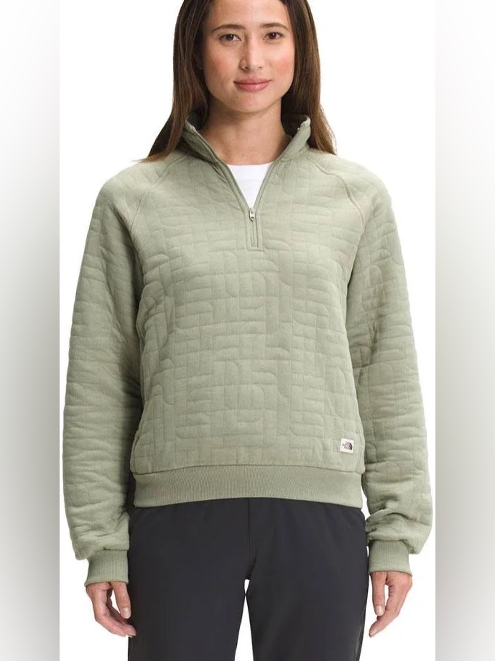 The North Face Longs Peak Quilted Quarter Zip Sweatshirt Green Gorpcore Outdoors